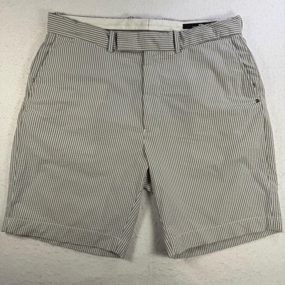 RLX Ralph Lauren Men’s Large Grey Striped Seersucker Golf Shorts 9”